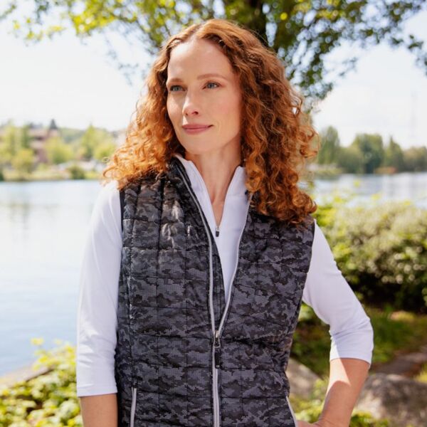 Cutter & Buck Rainier PrimaLoft® Womens Eco Insulated Full Zip Printed Puffer Vest Thumbnail